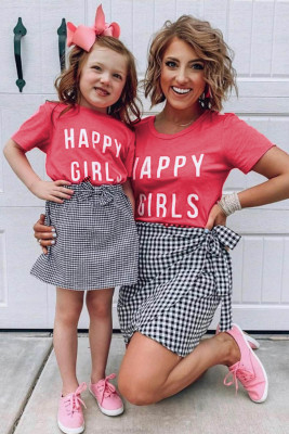 Little Girls' HAPPY GIRLS Letters Print Family Matching Tee