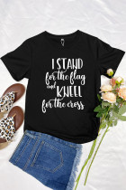 I Stand for the Flag and Kneel for the Cross Over Fear Short Sleeve Graphic Tee Unishe Wholesale 