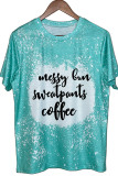 Messy Bun Sweatpants Coffee #mom life O-neck Short Sleeve Top Women UNISHE Wholesale