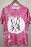 Easter Bunny With Glasses O-neck Short Sleeve Top Women UNISHE Wholesale