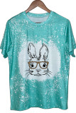 Easter Bunny With Glasses O-neck Short Sleeve Top Women UNISHE Wholesale