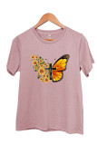 Butterfly Print Short Sleeve Graphic Tee Unishe Wholesale