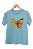Butterfly Print Short Sleeve Graphic Tee Unishe Wholesale