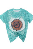 Sunflower & Horseshoe O-neck Short Sleeve Top Women UNISHE Wholesale