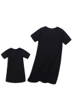 Black Family Matching Mom's Short Sleeve T-shirt Dress