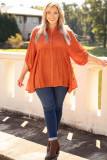 Orange 3/4 Sleeve Plus Size Tunic Top