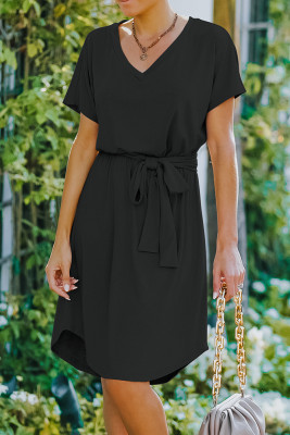 Solid Color V-neck High Waist Midi Dress Unishe Wholesale