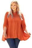 Orange 3/4 Sleeve Plus Size Tunic Top