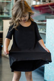 Black Family Matching Girl's Short Sleeve T-shirt Dress
