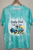 Country Road Take Me Home Print O-neck Short Sleeve Top Women UNISHE Wholesale