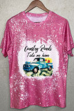 Country Road Take Me Home Print O-neck Short Sleeve Top Women UNISHE Wholesale