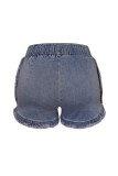 Elastic Waist Ruffle Short Jeans Unishe Wholesale