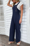 Navy Buttons Straight Suspender Pants Unishe Wholesale