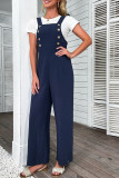 Navy Buttons Straight Suspender Pants Unishe Wholesale
