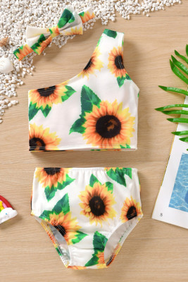 Girls Leopard Sunflower Print Swimsuits Unishe Wholesale