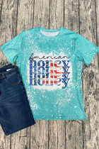 American Honey Grunge Flag O-neck Short Sleeve Top Women UNISHE Wholesale