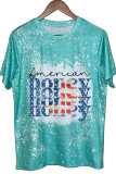 American Honey Grunge Flag O-neck Short Sleeve Top Women UNISHE Wholesale
