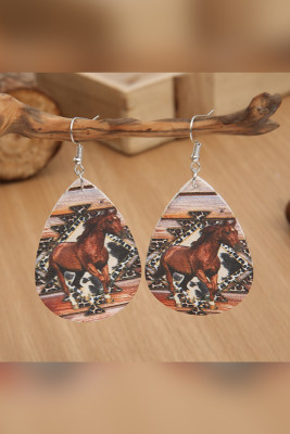 Horse Print PU Earrings Unishe Wholesale MOQ 5pcs