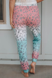 Leopard Gradient Color Drawstring High Waist Pants