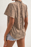 Leopard Print Half High Collar Short Sleeve Top Unishe Wholesale