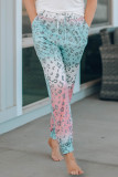 Leopard Gradient Color Drawstring High Waist Pants