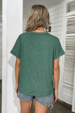 Green V-Neck Short Sleeves Top Unishe Wholesale