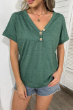 Green V-Neck Short Sleeves Top Unishe Wholesale