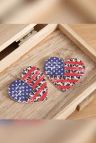 Independence Day Heart Leopard Print Leather Earrings Unishe Wholesale MOQ 5pcs
