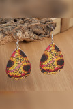Vintage Sunflower Leopard Print Droplet Leather Earrings Unishe Wholesale MOQ 5pcs