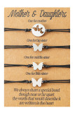 Hollow Butterfly Mother's Day Parent-Child Card Braided Bracelet Unishe Wholesale MOQ 5pcs