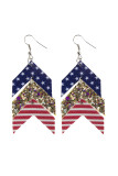 Independence Day American Flag Sequin PU Earrings Unishe Wholesale MOQ 5pcs