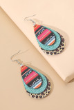 Colorful Stripe Print Leopard Leather Earrings Unishe Wholesale MOQ 5pcs