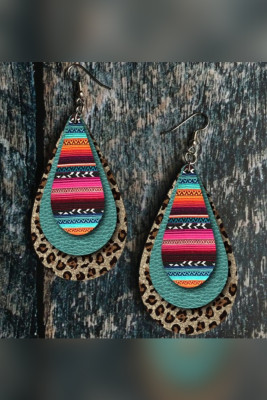 Colorful Stripe Print Leopard Leather Earrings Unishe Wholesale MOQ 5pcs