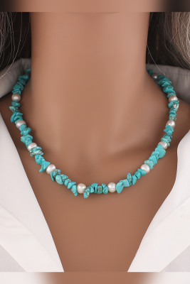 Blue Stone Pear Necklace Unishe Wholesale MOQ 5pcs