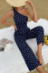 Blue Polka Dot Sleeveless Flare Jumpsuit Unishe Wholesale
