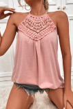 Lace Hollow Out Stitching Halter Sleeveless Tank Top Unishe Wholesale