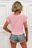 Solid Color Lace Up Short Sleeve Tops Unishe Wholesale