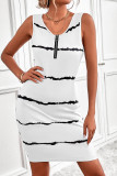 Striped Zip Sleeveless Dress Unishe Wholesale