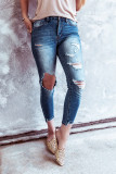 Ripped High Waist Pencil Jeans Unishe Wholesale