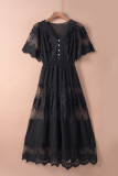 Black Luminous Dawn Lace Gown