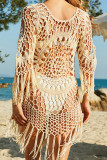 Aztec Knitted Beach Long Sleeve Hollow Out Cover Up Unishe Wholesale
