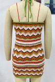 Aztec Knitted Halter Sleeveless Mini Dress Unishe Wholesale