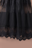 Black Luminous Dawn Lace Gown