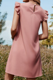 Solid Color Ruffle Sleeveless Square Neck Mid Length Dress Unishe Wholesale