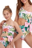 Family Matching One Shoulder Hollow Out Tie Knot One Piece Swimwear Unishe Wholesale