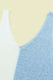 Blue Color Block Knitted Tank Top