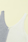 White Color Block Knitted Tank Top