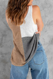 Apricot Color Block Knitted Tank Top
