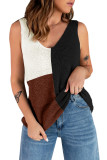 Black Color Block Knitted Tank Top