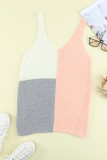 Pink Color Block Knitted Tank Top